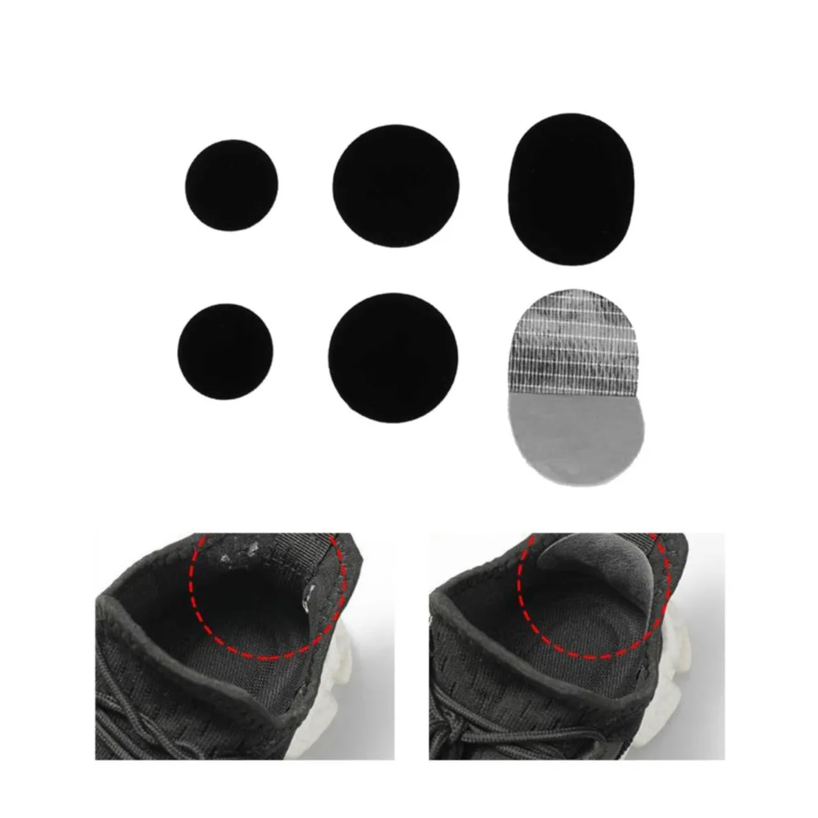 (3 pairs) Ultra Soft Fabric Heel Pads Anti-Slip / Massage Insoles for Sneakers - Black