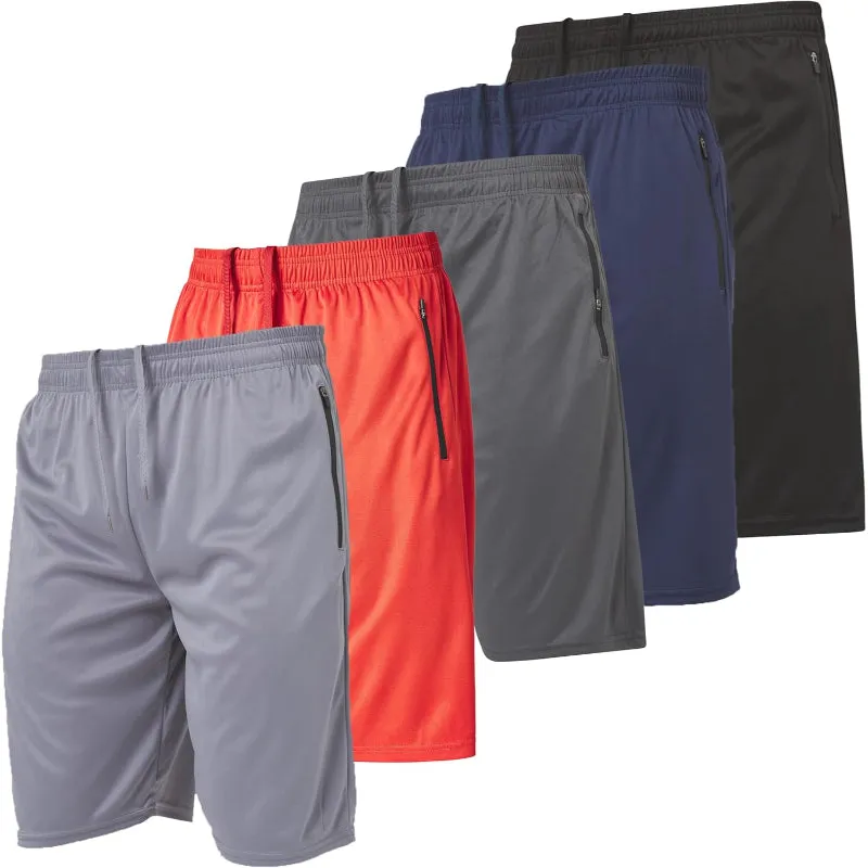 5 Pack Athletic Running Shorts – Lightweight With Zippered Pockets