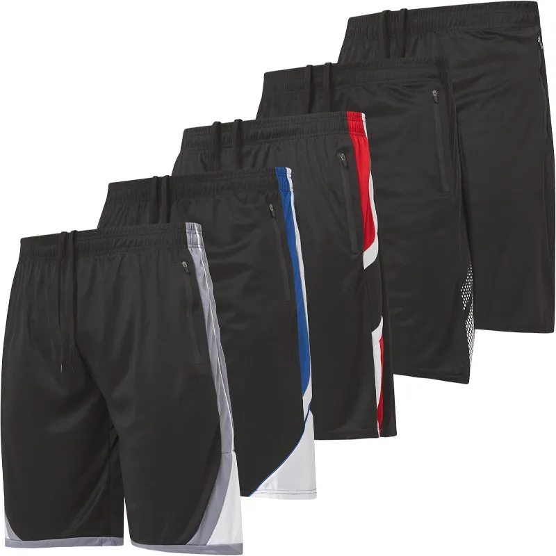 5 Pack Athletic Running Shorts – Lightweight With Zippered Pockets
