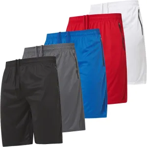 5 Pack Athletic Running Shorts – Lightweight With Zippered Pockets