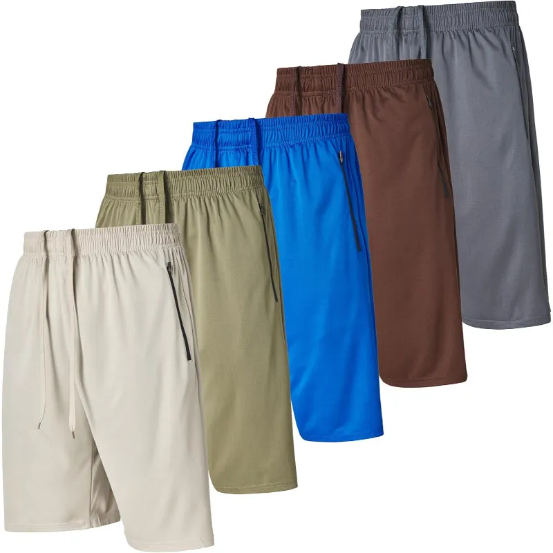 5 Pack Athletic Running Shorts – Lightweight With Zippered Pockets