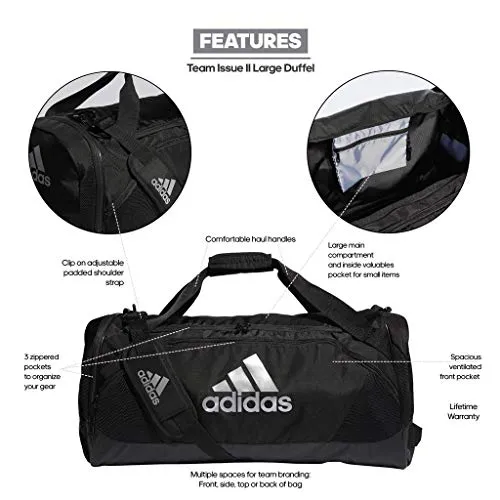 adidas Unisex Team Issue II Large Duffel Bag, Black, ONE SIZE