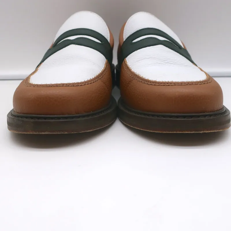 Aime Leon Dore Penny Loafers Brown/White Grained Leather Size 7 /Fits Like 8