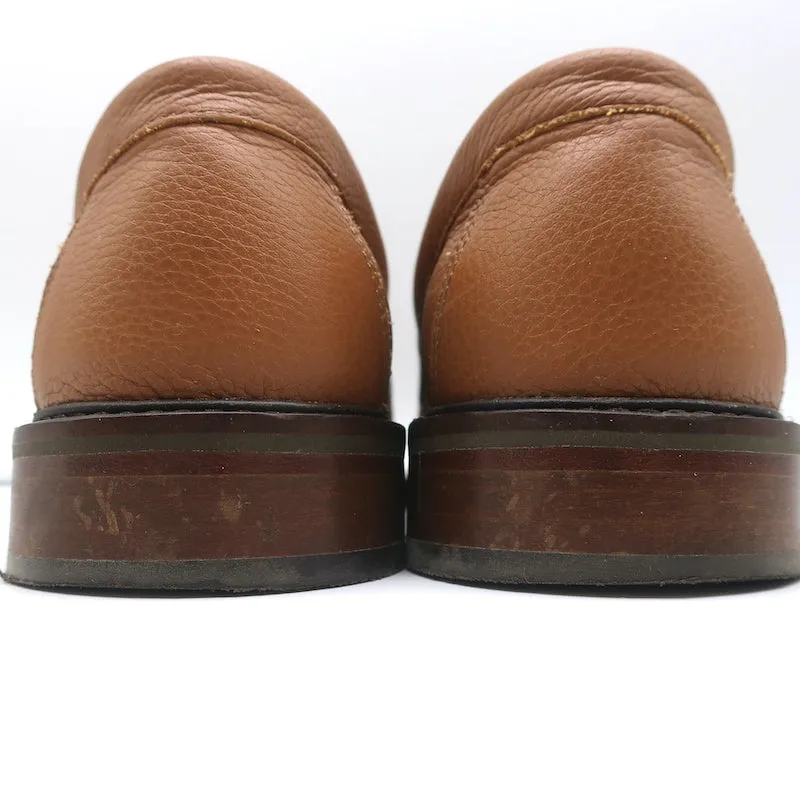 Aime Leon Dore Penny Loafers Brown/White Grained Leather Size 7 /Fits Like 8