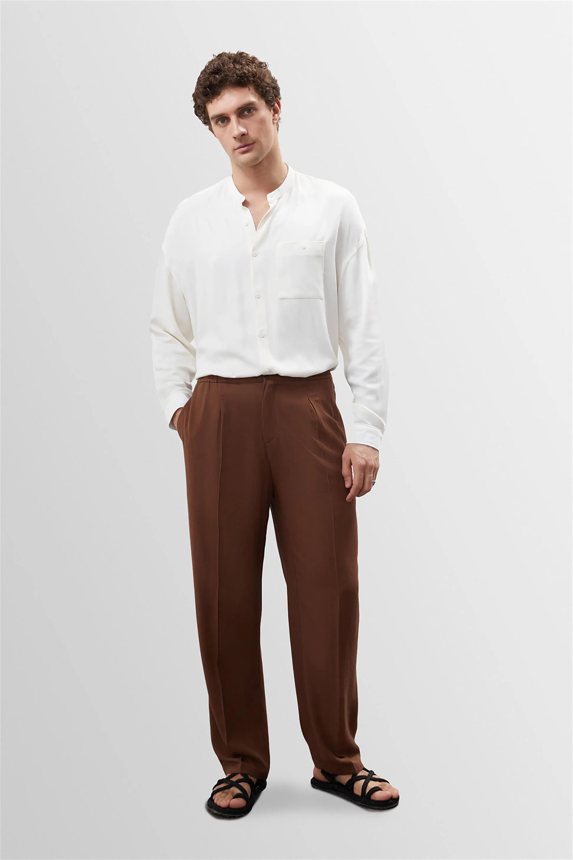 ANT High Waist Pleated Linen Blend Men's Trousers - Cuautla