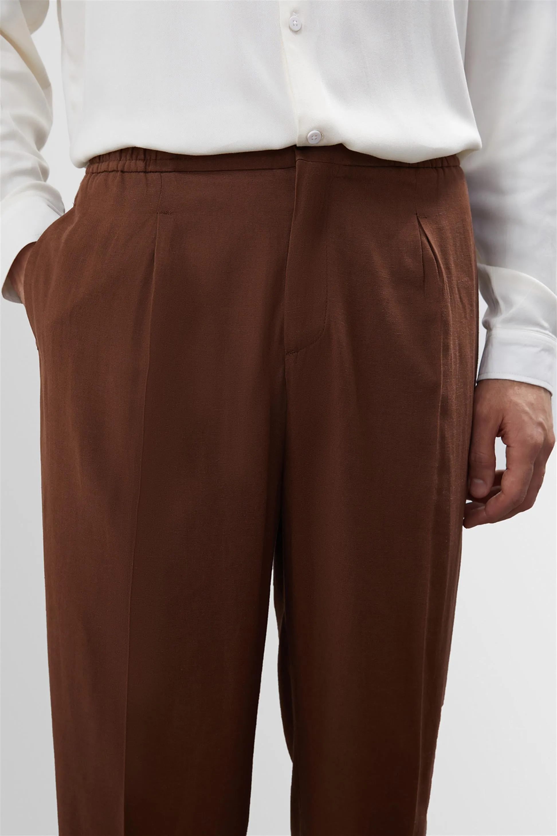 ANT High Waist Pleated Linen Blend Men's Trousers - Cuautla