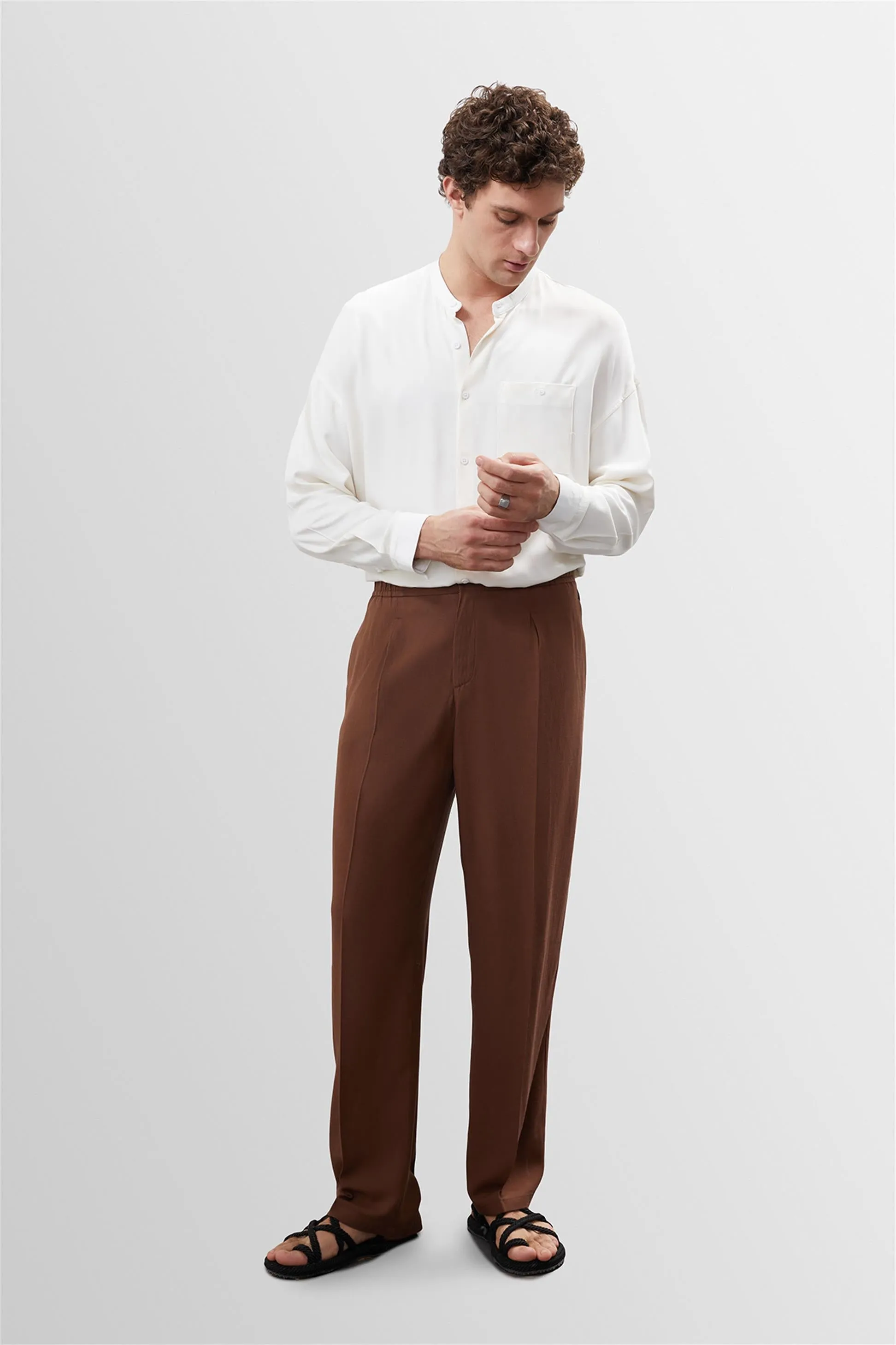 ANT High Waist Pleated Linen Blend Men's Trousers - Cuautla