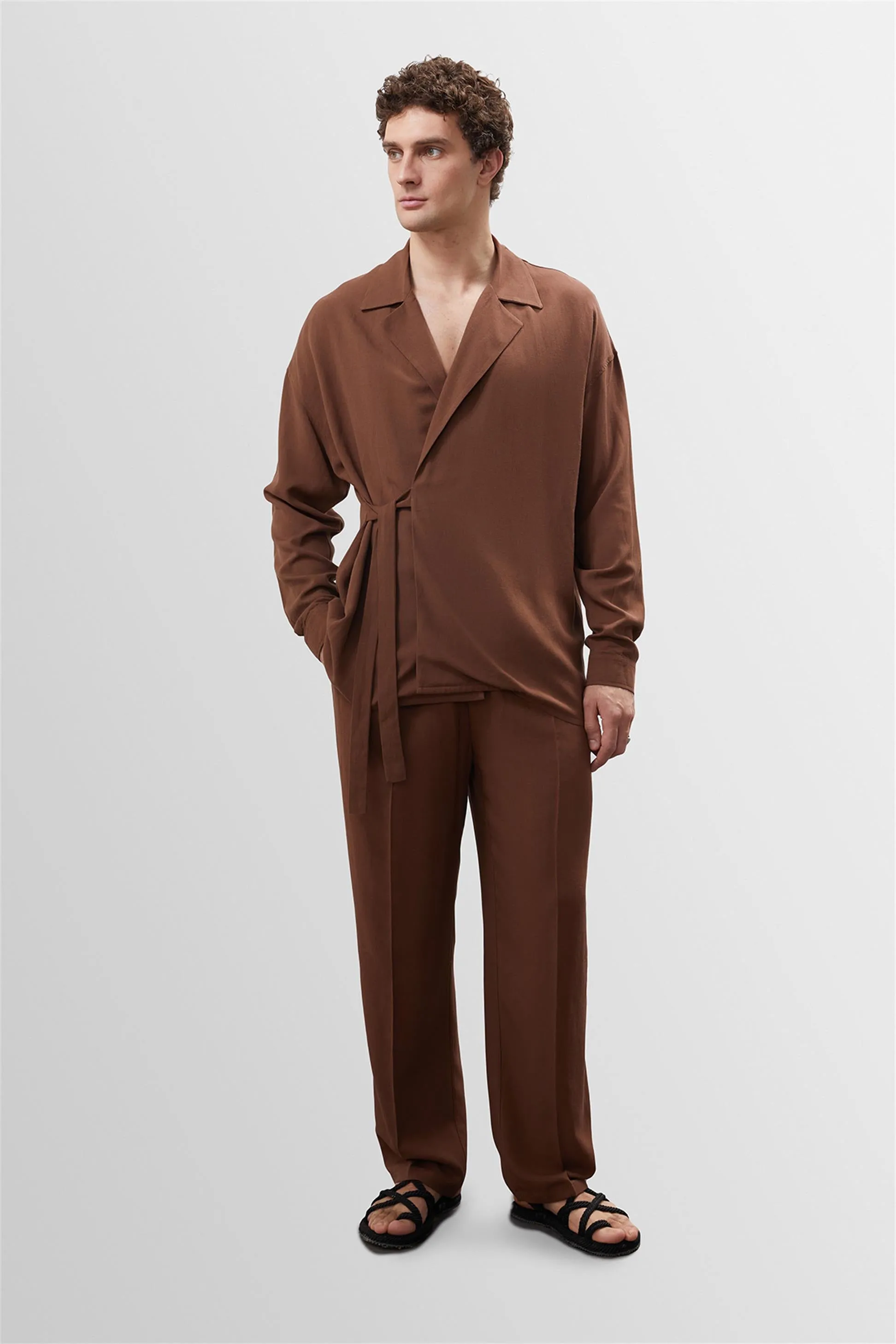 ANT High Waist Pleated Linen Blend Men's Trousers - Cuautla