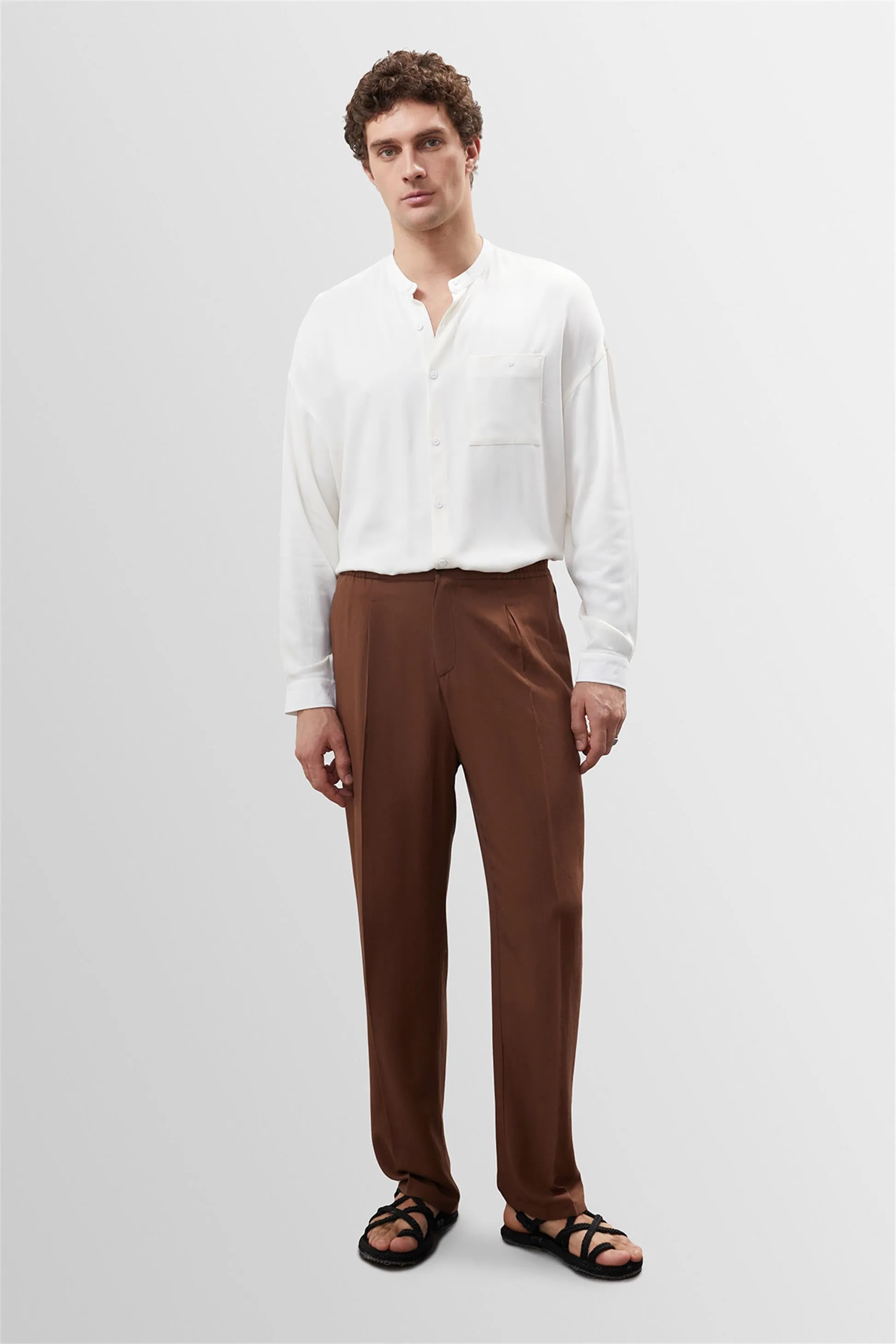 ANT High Waist Pleated Linen Blend Men's Trousers - Cuautla