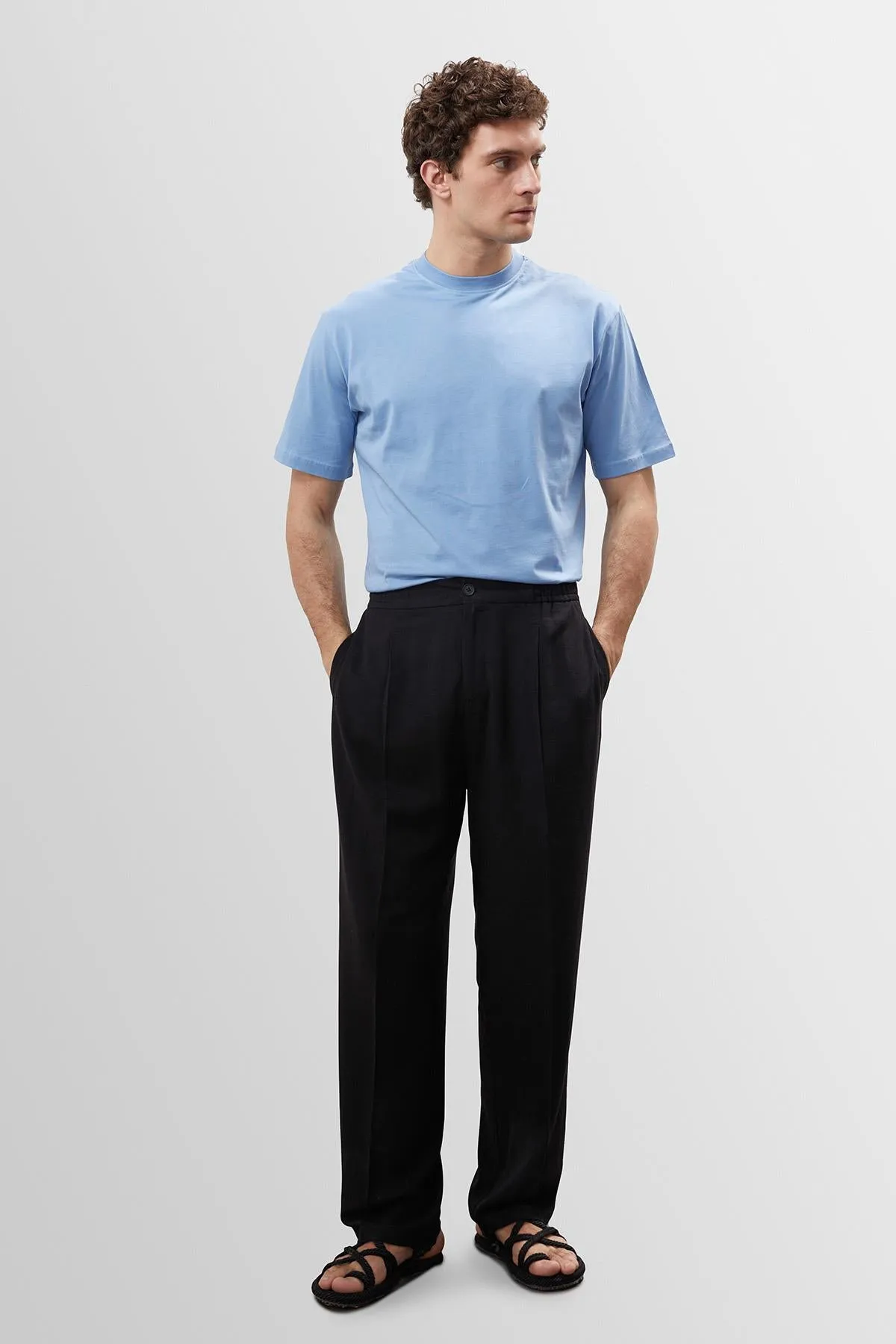ANT High Waist Pleated Linen Blend Men's Trousers - Houston