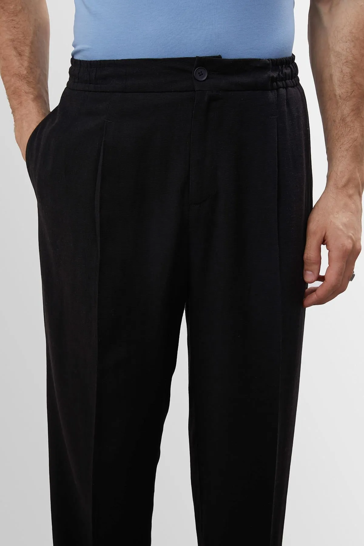 ANT High Waist Pleated Linen Blend Men's Trousers - Houston