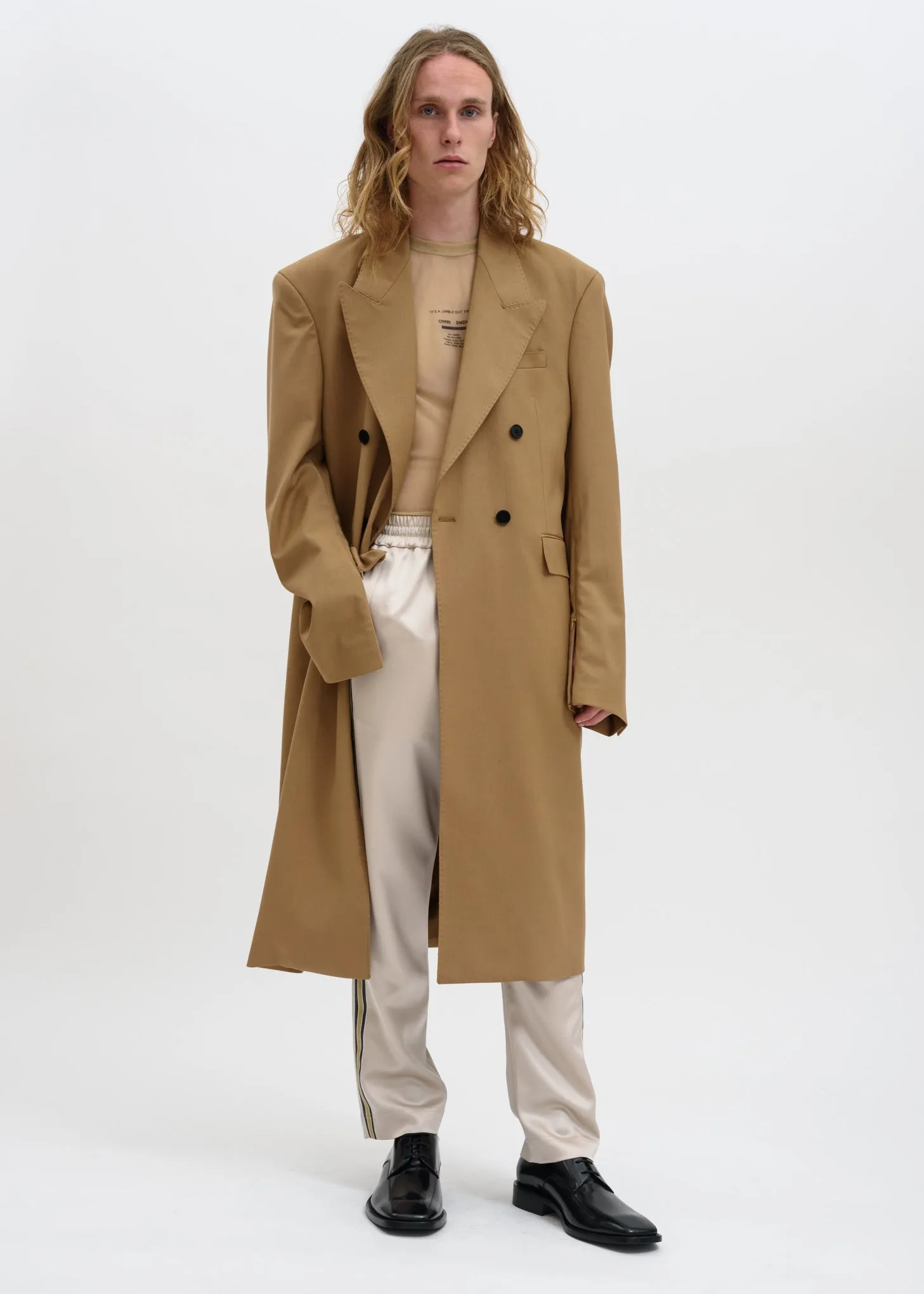 Beige Buck Japanese Satin Track Pant