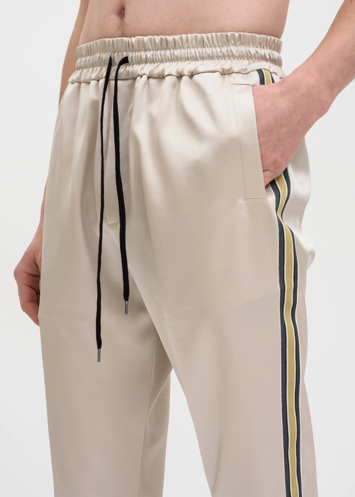 Beige Buck Japanese Satin Track Pant