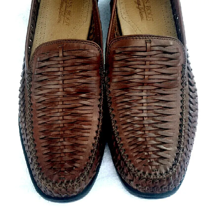 Brass Boot- Brown Basket Weave Slip-On Shoes- size 10M