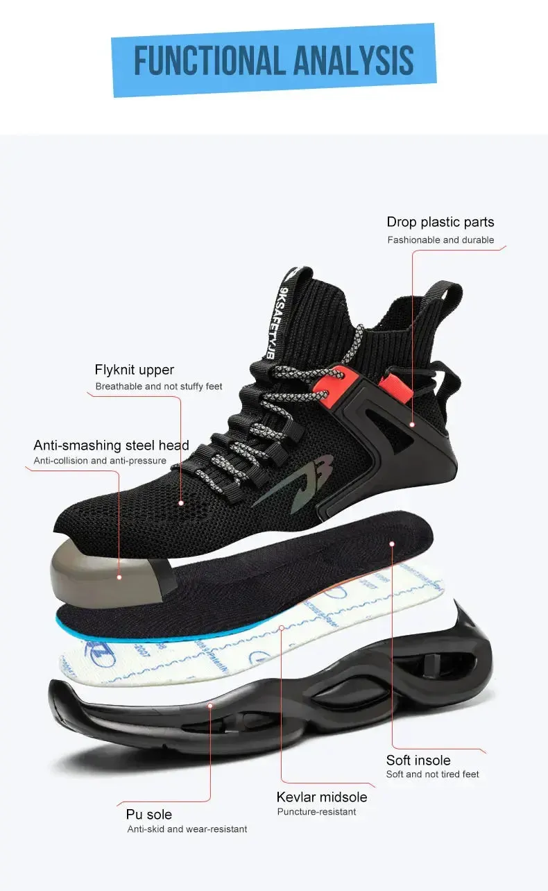 Breathable Steel Toe Safety Sneakers – Lightweight, Puncture-Resistant Work Shoes