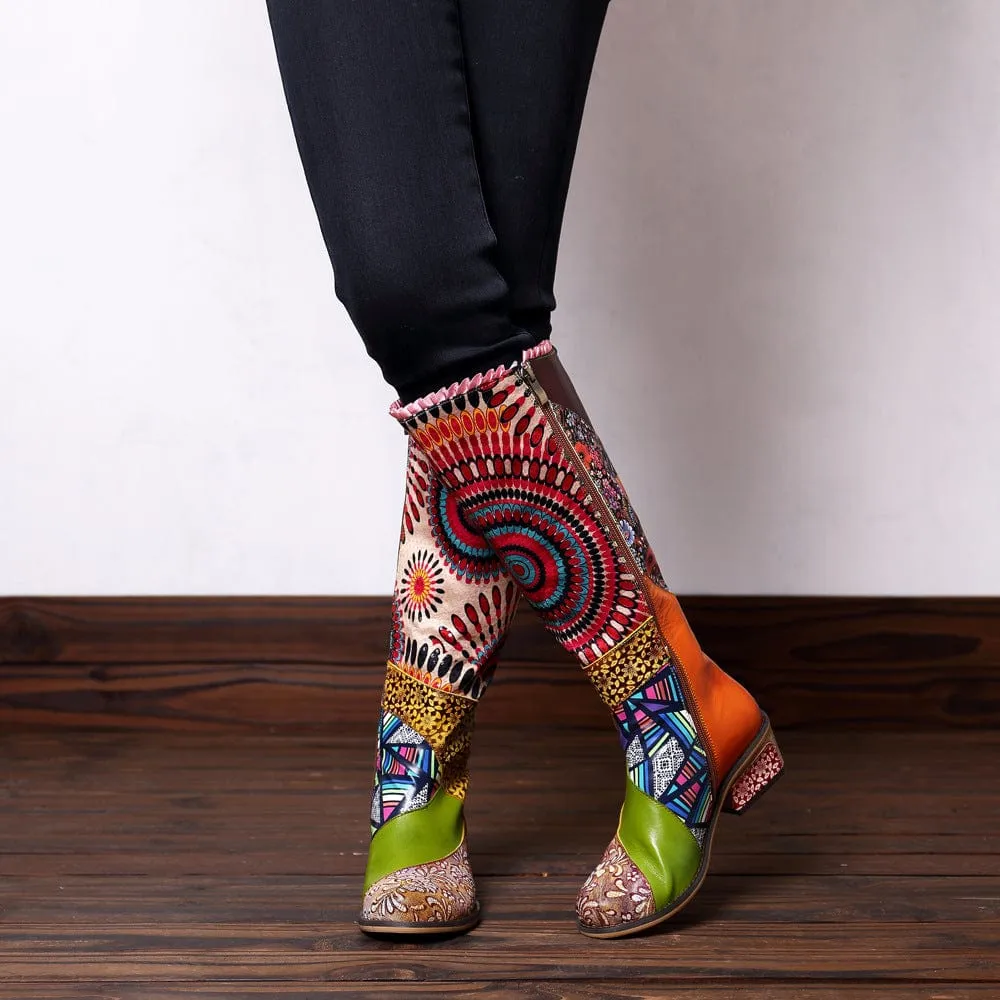 Casual Retro Leather Boots Knee High Boots