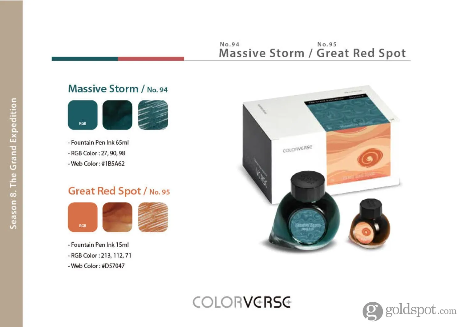 Colorverse Season 8 The Grand Expedition Bottled Ink in Massive Storm & Great Red Spot - Set of 2 (65ml 15ml)