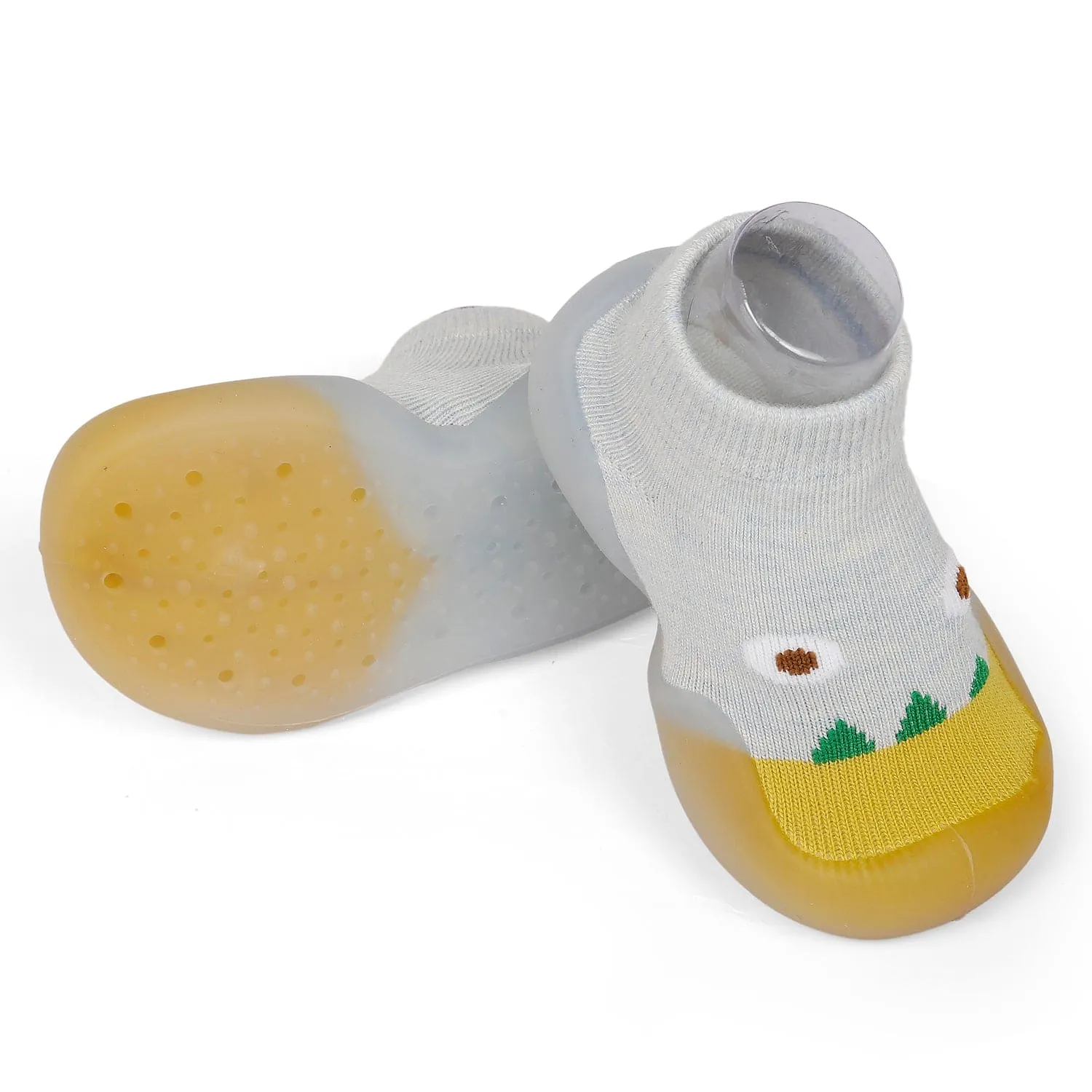 Cute Eye Anti-Skid Slip-On Rubber Sole Shoes - Grey, Yellow