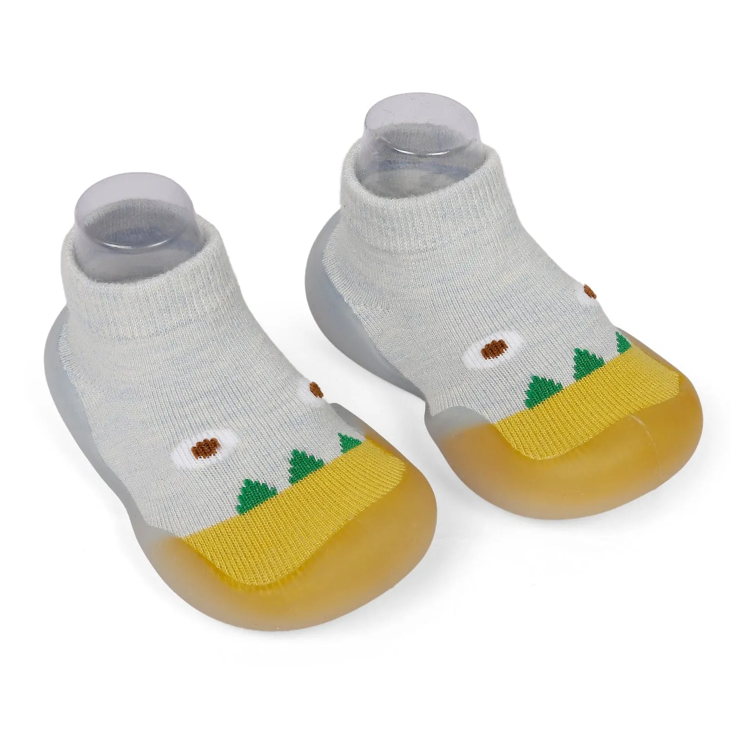 Cute Eye Anti-Skid Slip-On Rubber Sole Shoes - Grey, Yellow