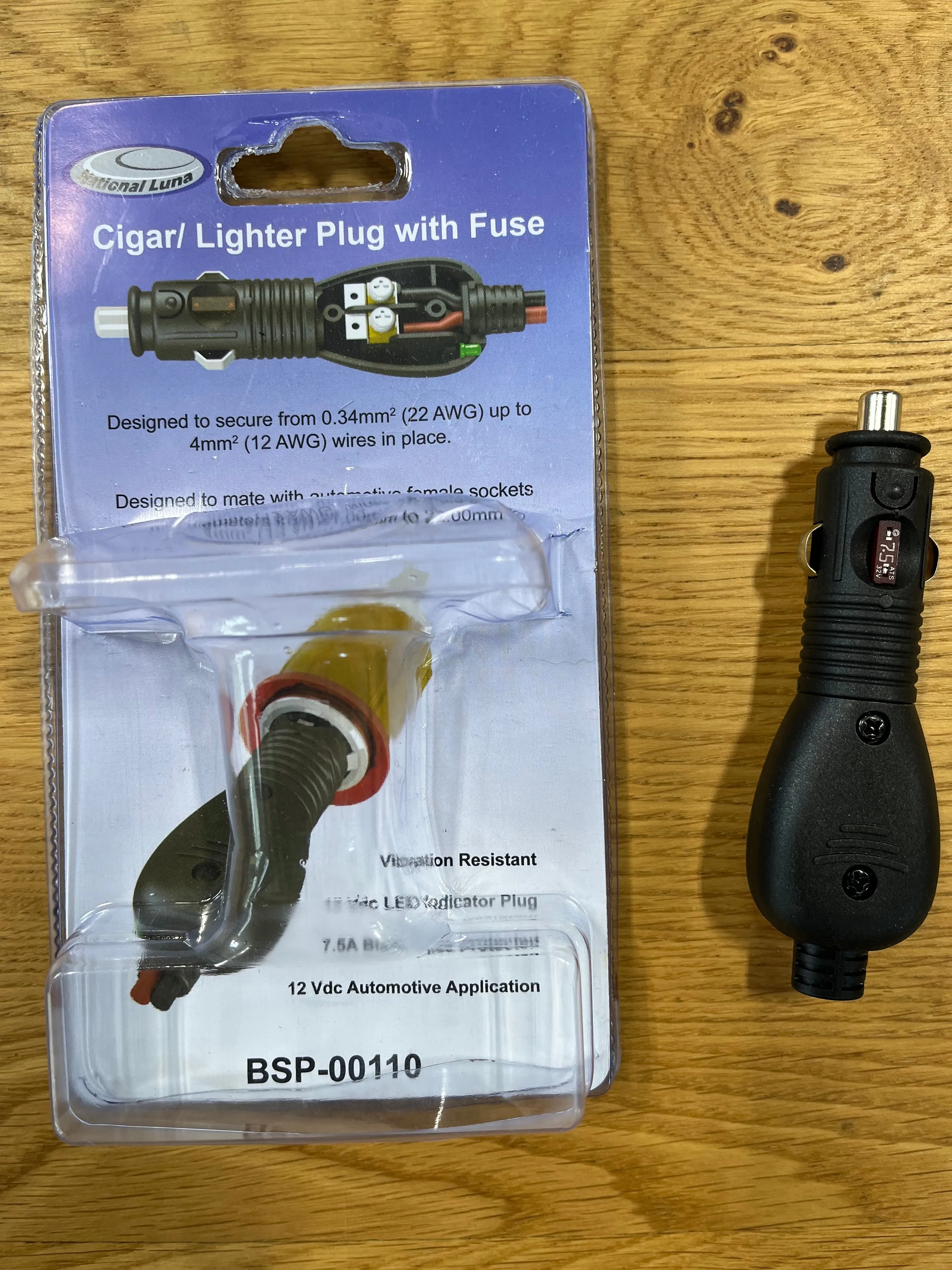 Equipt Cigar/Lighter Male Plug with 7.5 AMP Fuse