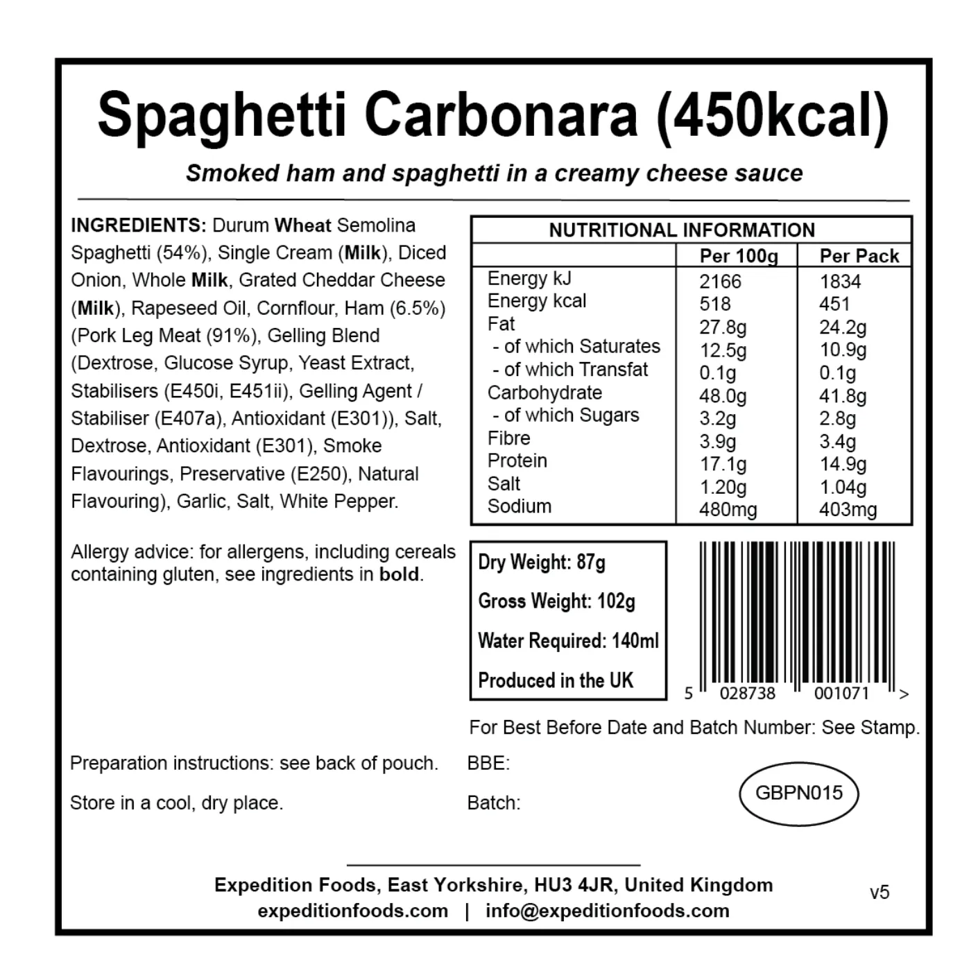 Expedition Foods Meal 450KCAL