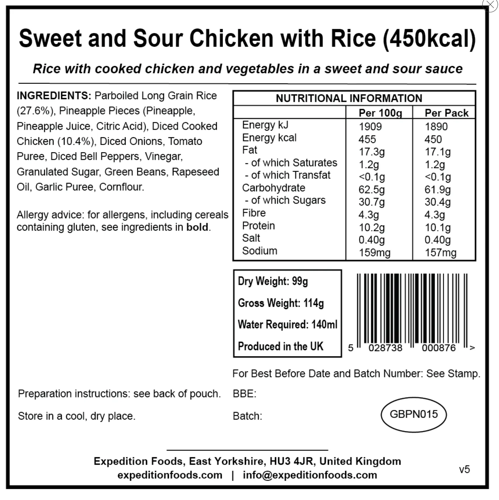 Expedition Foods Meal 450KCAL