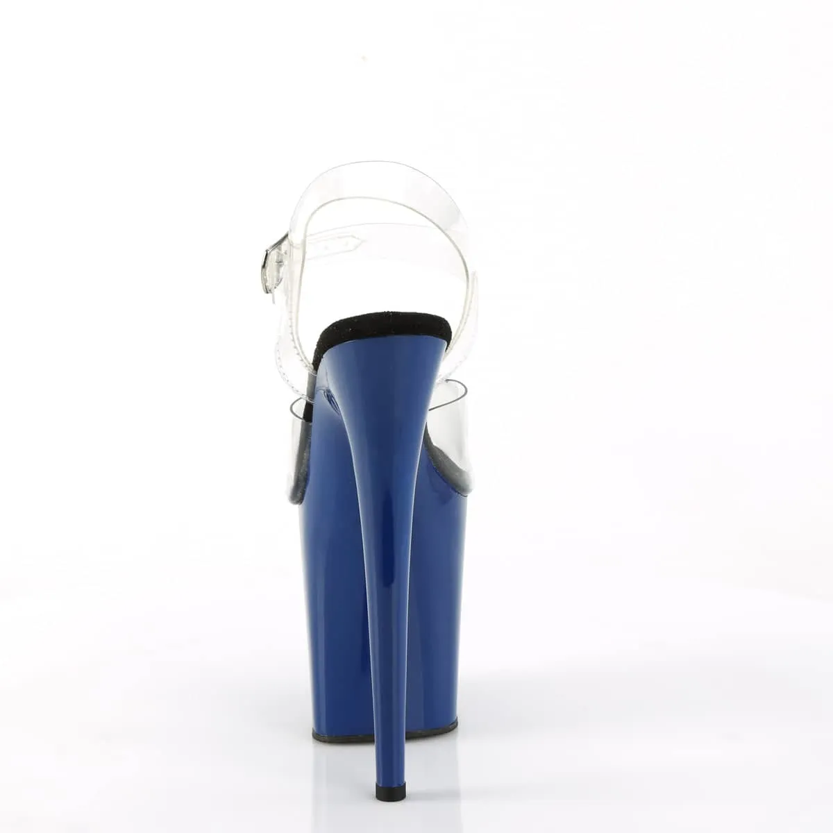 FLAMINGO-808 Blue & Clear Ankle Peep Toe High Heel