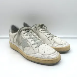 Golden Goose Ballstar Glitter Star Sneakers White Leather Size 38