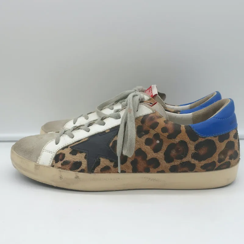 Golden Goose Superstar Leopard Print Pony Hair Low Top Sneakers Size 41