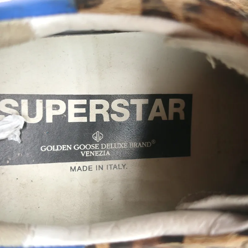 Golden Goose Superstar Leopard Print Pony Hair Low Top Sneakers Size 41