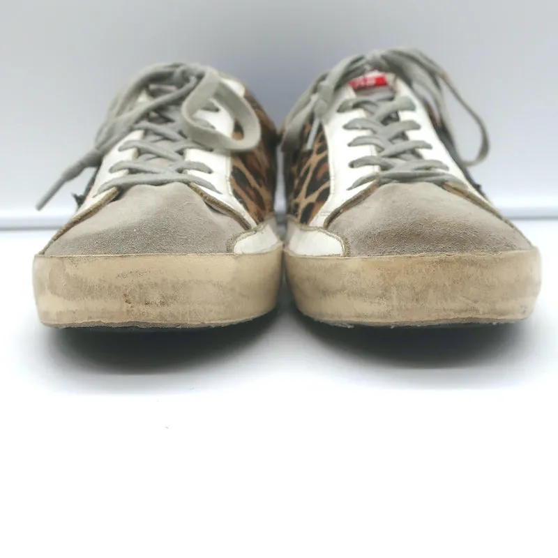 Golden Goose Superstar Leopard Print Pony Hair Low Top Sneakers Size 41