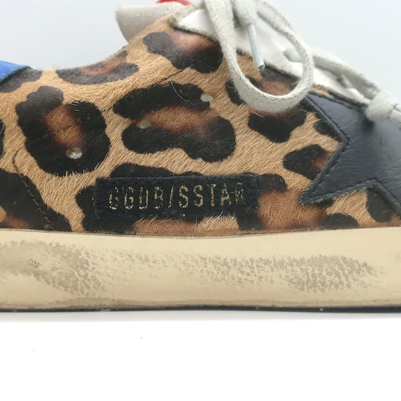 Golden Goose Superstar Leopard Print Pony Hair Low Top Sneakers Size 41