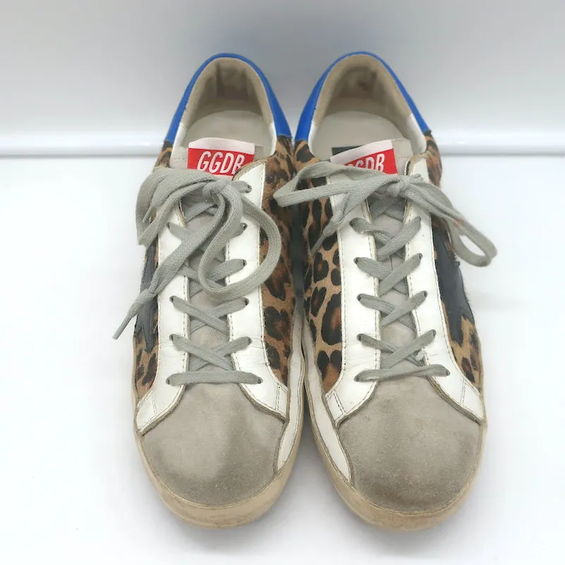 Golden Goose Superstar Leopard Print Pony Hair Low Top Sneakers Size 41