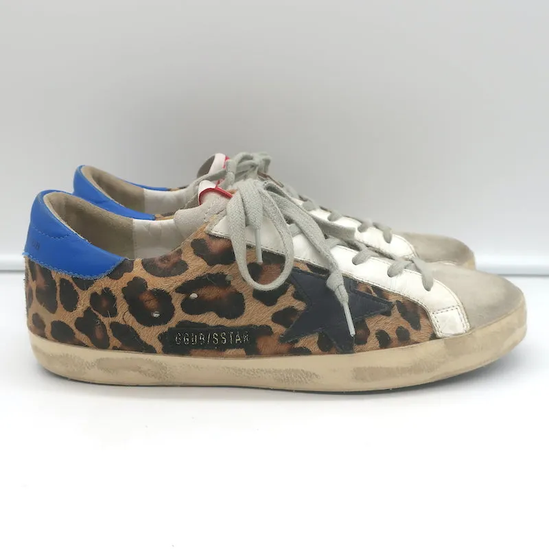 Golden Goose Superstar Leopard Print Pony Hair Low Top Sneakers Size 41