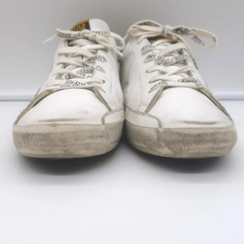 Golden Goose Superstar Low Top Sneakers White Leather with Silver Star Size 41