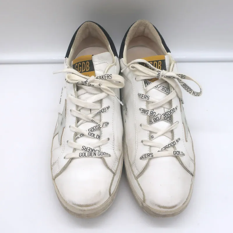 Golden Goose Superstar Low Top Sneakers White Leather with Silver Star Size 41