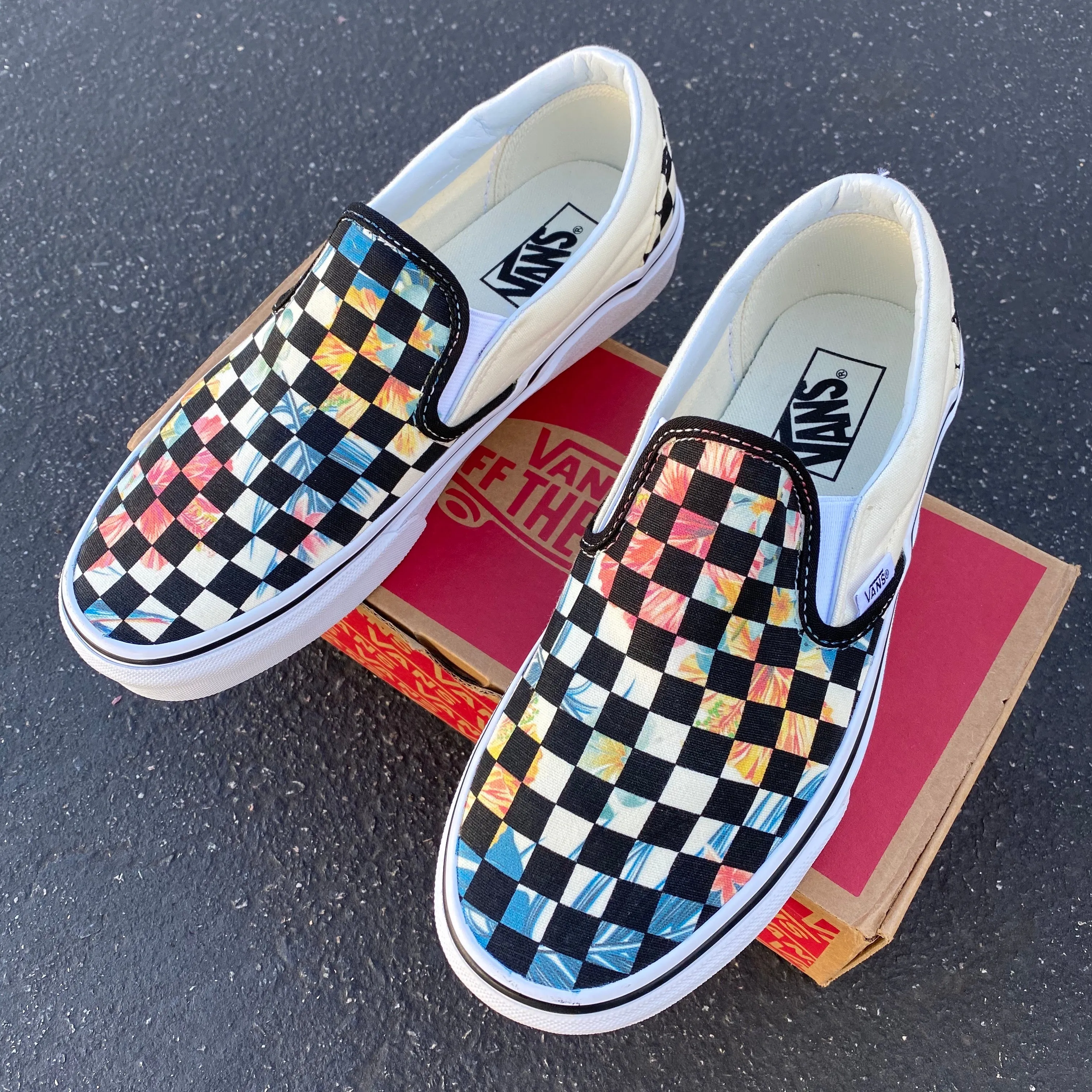 Hawaiian Checkerboard - Custom Slip Ons