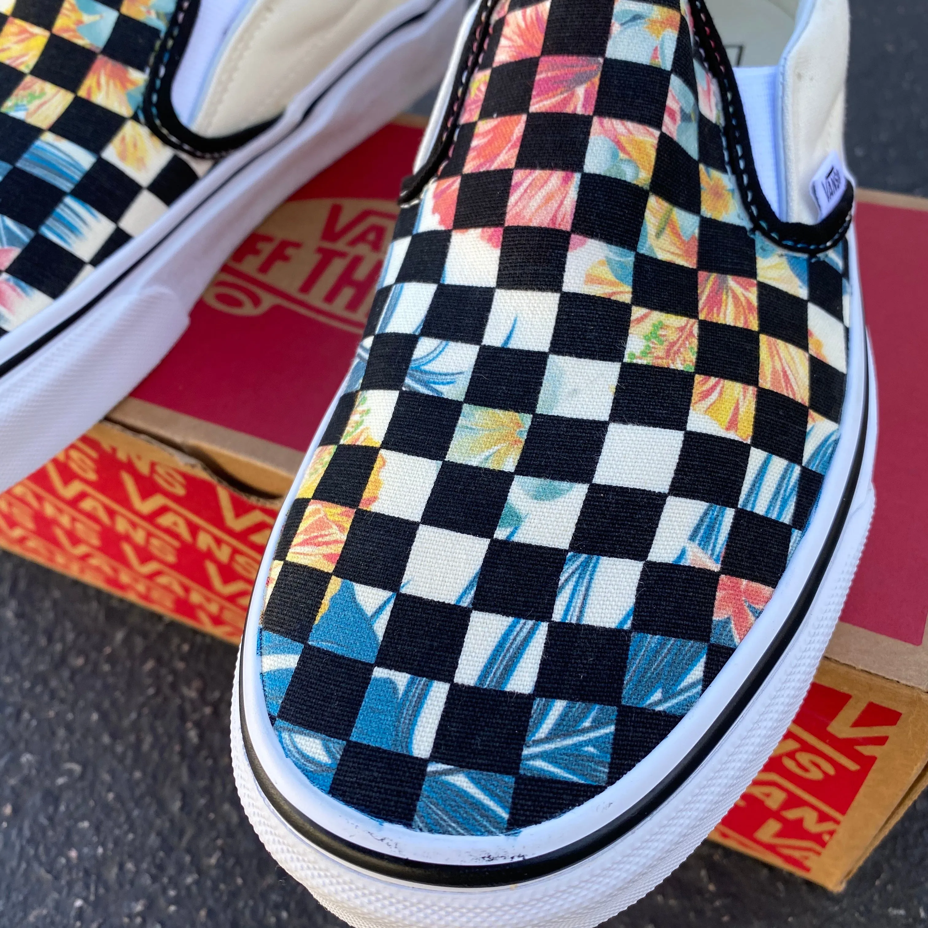 Hawaiian Checkerboard - Custom Slip Ons