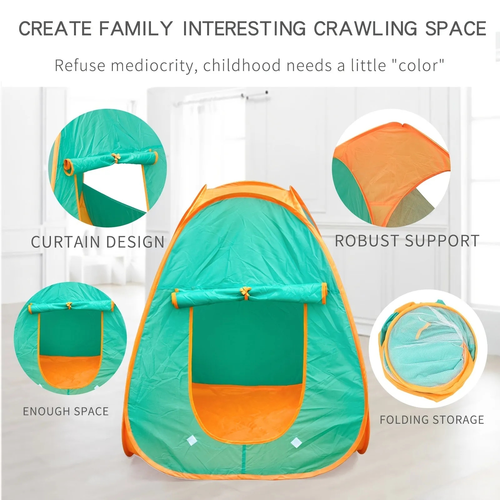 Kids Portable Green Tent House  Fun Game Toy 3