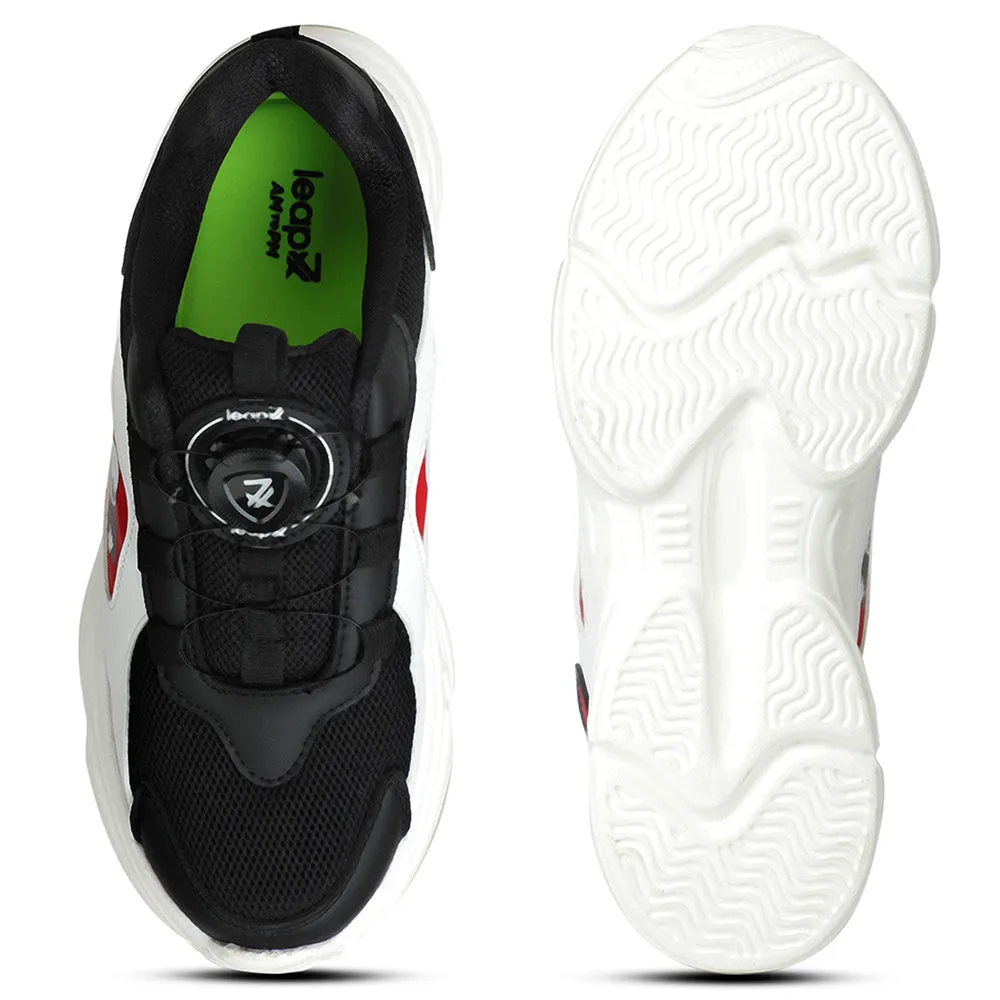 Leap7x Black Sports Non Lacing Walking Shoes For Kids CRISTFER1E By Liberty