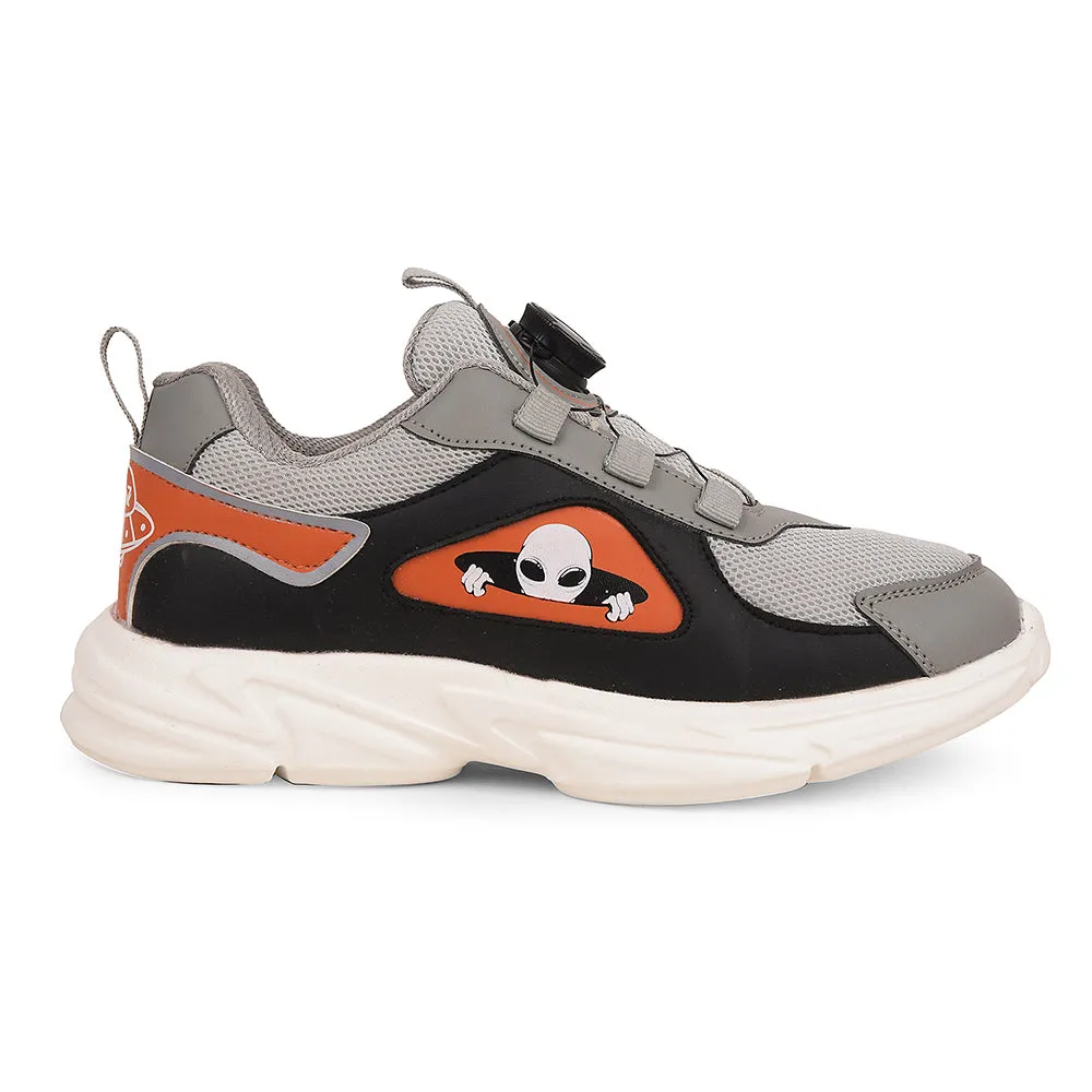 Leap7x Light Grey Sports Non Lacing Walking Shoes For Kids CRISTFER1E By Liberty