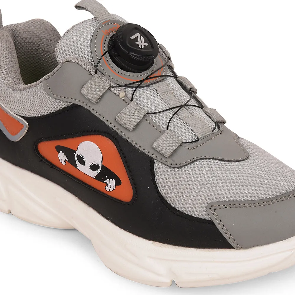 Leap7x Light Grey Sports Non Lacing Walking Shoes For Kids CRISTFER1E By Liberty