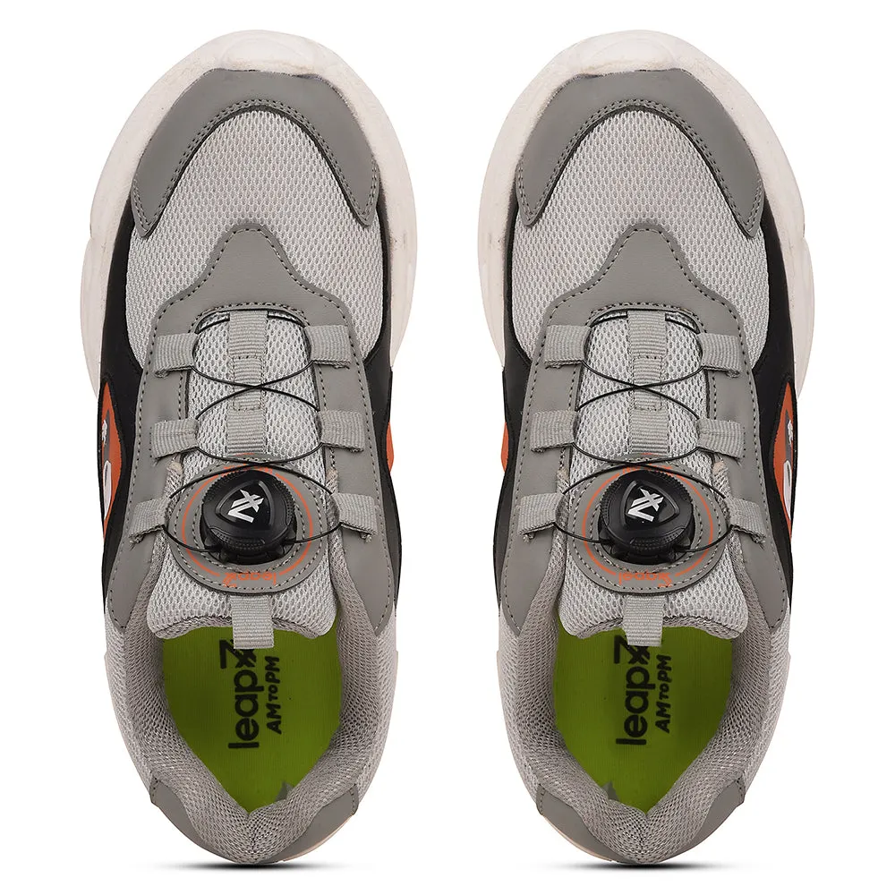 Leap7x Light Grey Sports Non Lacing Walking Shoes For Kids CRISTFER1E By Liberty