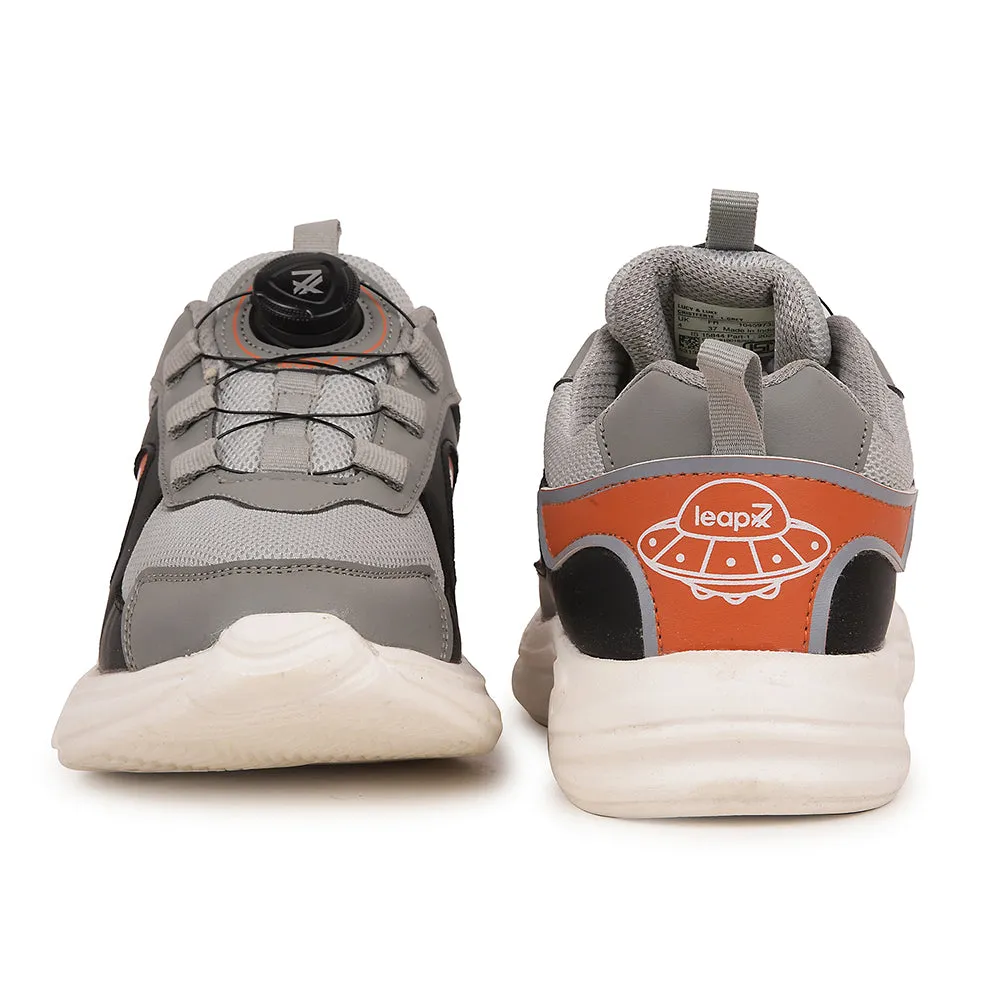 Leap7x Light Grey Sports Non Lacing Walking Shoes For Kids CRISTFER1E By Liberty