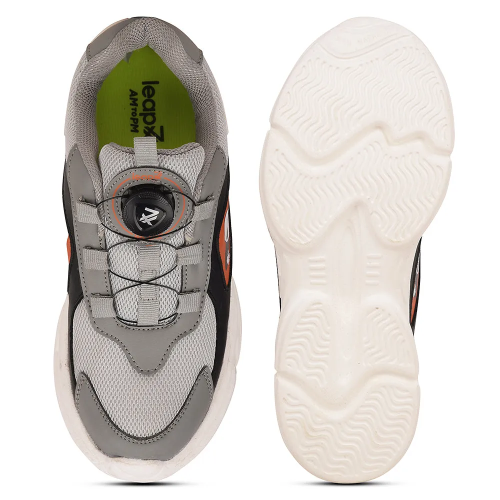 Leap7x Light Grey Sports Non Lacing Walking Shoes For Kids CRISTFER1E By Liberty