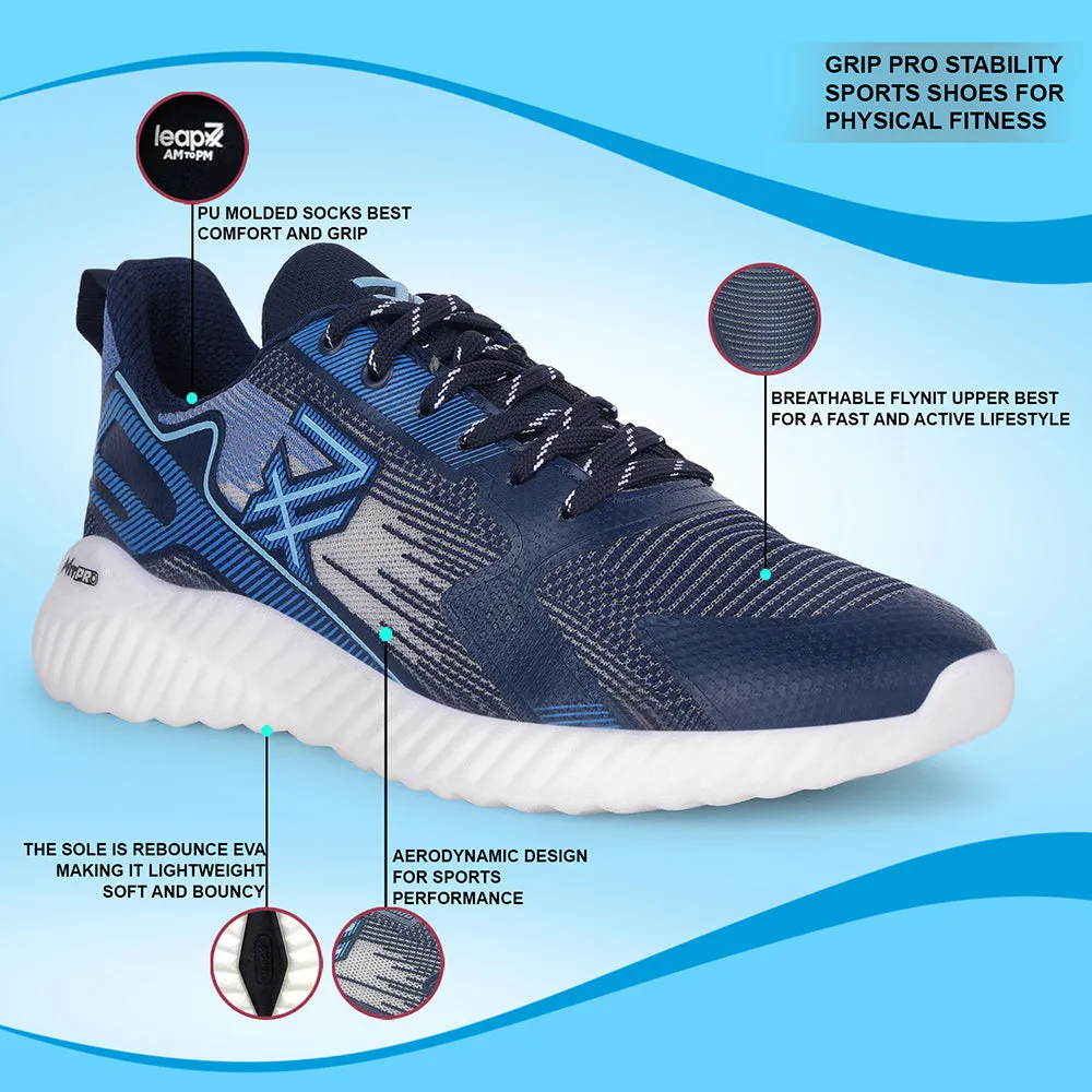 Leap7x Navy Blue Sports Lacing Walking Shoes For Men NITSOFT-1E By Liberty