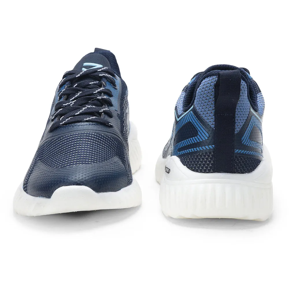 Leap7x Navy Blue Sports Lacing Walking Shoes For Men NITSOFT-1E By Liberty