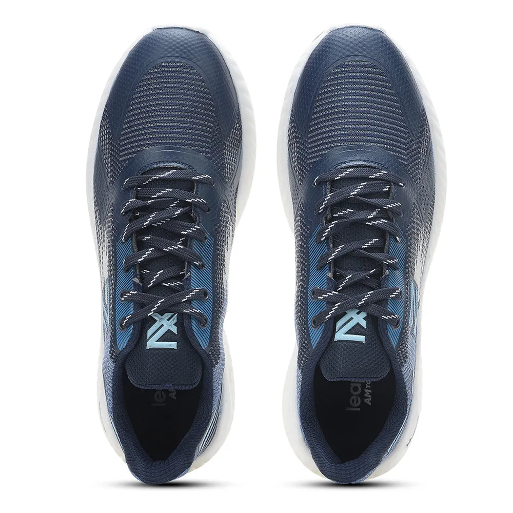 Leap7x Navy Blue Sports Lacing Walking Shoes For Men NITSOFT-1E By Liberty