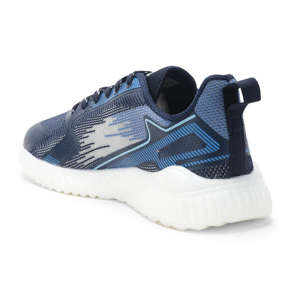 Leap7x Navy Blue Sports Lacing Walking Shoes For Men NITSOFT-1E By Liberty