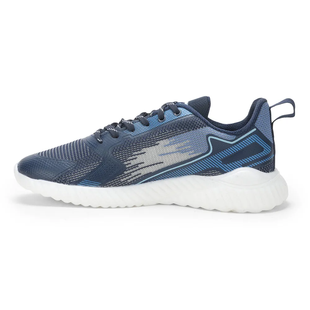 Leap7x Navy Blue Sports Lacing Walking Shoes For Men NITSOFT-1E By Liberty